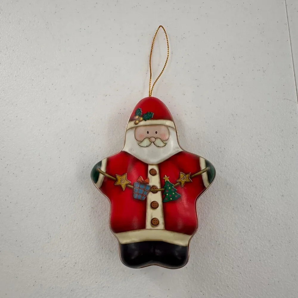 Snowman & Santa Christmas Ornaments Metal & Ceramic 5.5